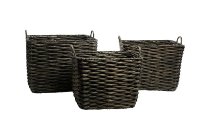 water hyacinth/palm leaf basket w handle