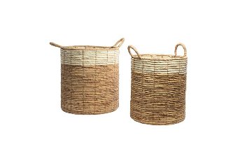 water hyacinth/palm leaf basket w handle