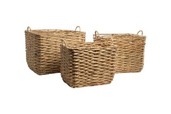 water hyacinth/palm leaf basket w handle