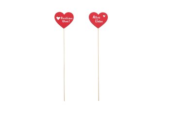 wooden heart on stick, assorted