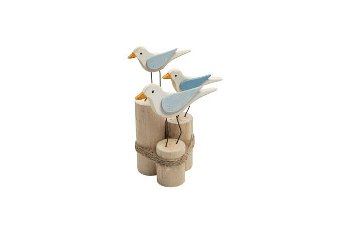 wooden seagulls on wood