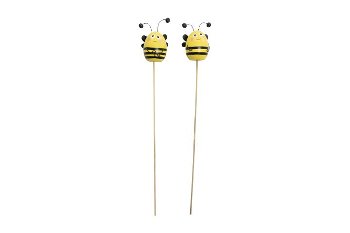 wooden bee on stick, 3D