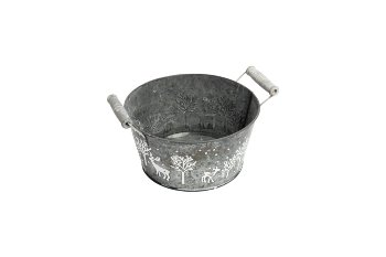 zinc pot w/ wooden handles