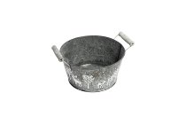 zinc pot w/ wooden handles