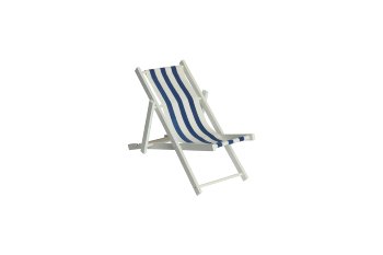 wooden deck chair white/blue, 16x9cm
