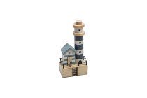 wooden lighthouse on wooden block