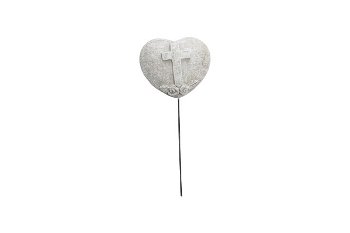 cement heart on stick