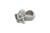 cement heart planter w angel